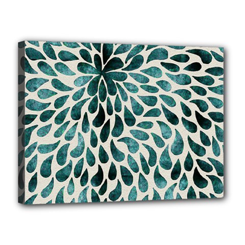 Teal Abstract Swirl Drops Canvas 16  X 12  by snowwhitegirl