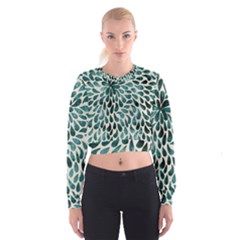 Teal Abstract Swirl Drops Cropped Sweatshirt by snowwhitegirl