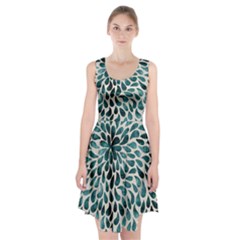 Teal Abstract Swirl Drops Racerback Midi Dress