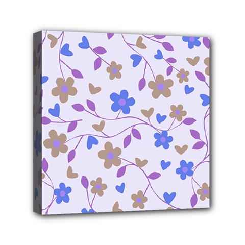 Blue Vintage Flowers Mini Canvas 6  X 6  by snowwhitegirl