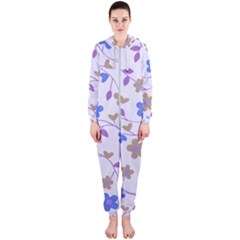 Blue Vintage Flowers Hooded Jumpsuit (ladies) 