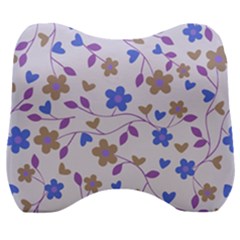 Blue Vintage Flowers Velour Head Support Cushion by snowwhitegirl