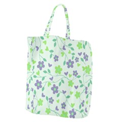 Green Vintage Flowers Giant Grocery Tote