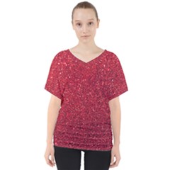 Red  Glitter V-neck Dolman Drape Top by snowwhitegirl