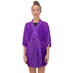 Purple  Glitter Half Sleeve Chiffon Kimono by snowwhitegirl
