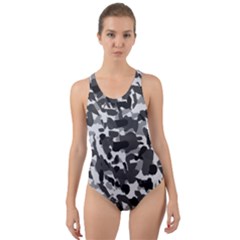 Grey Camo Cut-out Back One Piece Swimsuit by snowwhitegirl