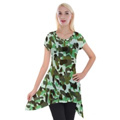 Brownish Green Camo Short Sleeve Side Drop Tunic by snowwhitegirl