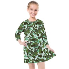 Green Camo Kids  Quarter Sleeve Shirt Dress by snowwhitegirl