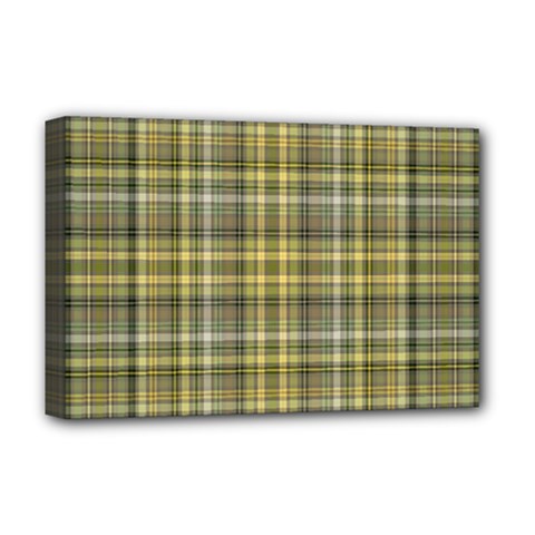 Yellow Plaid Deluxe Canvas 18  X 12   by snowwhitegirl