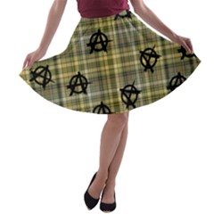 Yellow Plaid Anarchy A-line Skater Skirt