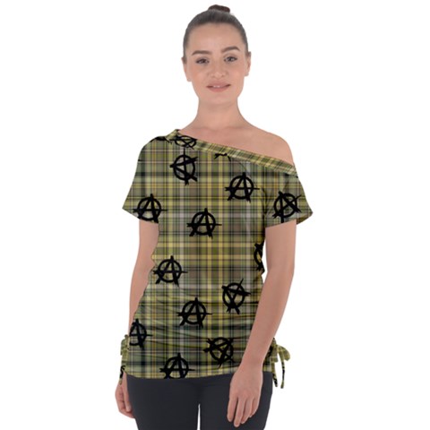 Yellow Plaid Anarchy Tie-up Tee by snowwhitegirl