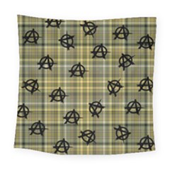 Yellow Plaid Anarchy Square Tapestry (large)