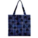 Blue  Plaid Anarchy Zipper Grocery Tote Bag View2