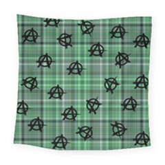Green  Plaid Anarchy Square Tapestry (large)