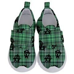 Green  Plaid Anarchy Velcro Strap Shoes