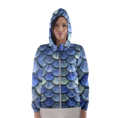 Blue Mermaid Scale Hooded Windbreaker (women) by snowwhitegirl