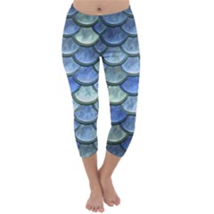 Blue Mermaid Scale Capri Winter Leggings  by snowwhitegirl