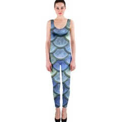 Blue Mermaid Scale One Piece Catsuit