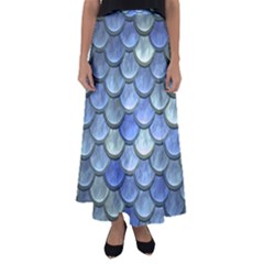 Blue Mermaid Scale Flared Maxi Skirt by snowwhitegirl