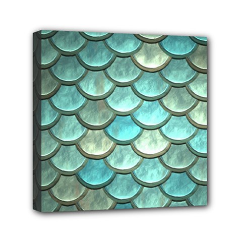 Aqua Mermaid Scale Mini Canvas 6  X 6  by snowwhitegirl