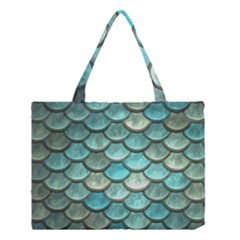 Aqua Mermaid Scale Medium Tote Bag