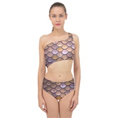 Copper Mermaid Scale Spliced Up Two Piece Swimsuit by snowwhitegirl