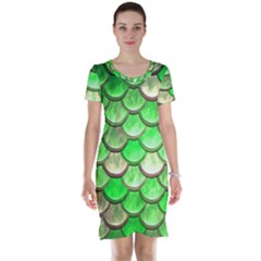 Green Mermaid Scale Short Sleeve Nightdress by snowwhitegirl