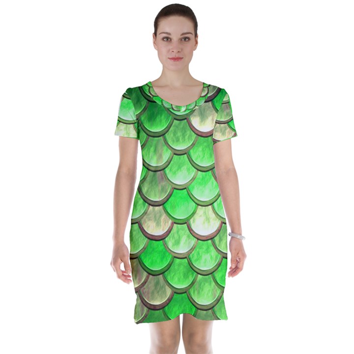 Green Mermaid Scale Short Sleeve Nightdress