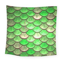 Green Mermaid Scale Square Tapestry (large)