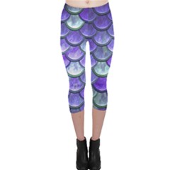 Blue Purple Mermaid Scale Capri Leggings  by snowwhitegirl