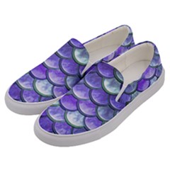 Blue Purple Mermaid Scale Men s Canvas Slip Ons by snowwhitegirl