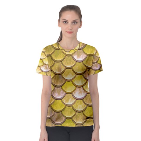 Yellow  Mermaid Scale Women s Sport Mesh Tee by snowwhitegirl