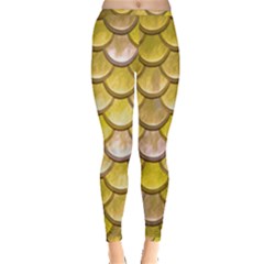 Yellow  Mermaid Scale Inside Out Leggings by snowwhitegirl