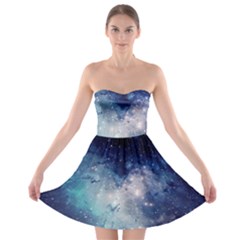 Nebula Blue Strapless Bra Top Dress