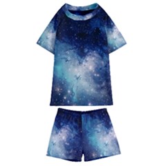 Nebula Blue Kids  Swim Tee And Shorts Set