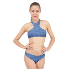 Blue Denim High Neck Bikini Set by snowwhitegirl