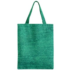 Green Denim Zipper Classic Tote Bag