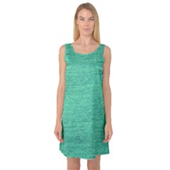 Green Denim Sleeveless Satin Nightdress