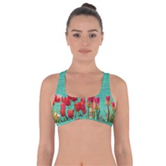 Green Denim Flowers Got No Strings Sports Bra by snowwhitegirl