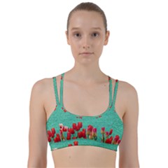 Green Denim Flowers Line Them Up Sports Bra by snowwhitegirl