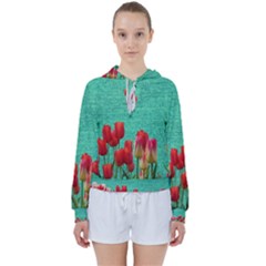 Green Denim Flowers Women s Tie Up Sweat by snowwhitegirl