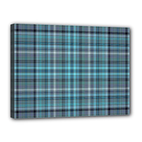 Teal Plaid Canvas 16  X 12  by snowwhitegirl