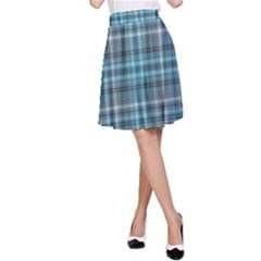 Teal Plaid A-line Skirt