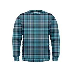 Teal Plaid Kids  Sweatshirt by snowwhitegirl