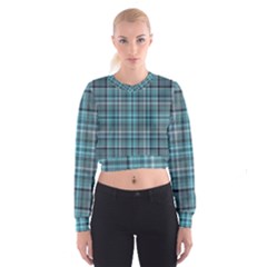 Teal Plaid Cropped Sweatshirt by snowwhitegirl