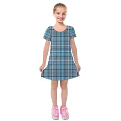 Teal Plaid Kids  Short Sleeve Velvet Dress by snowwhitegirl