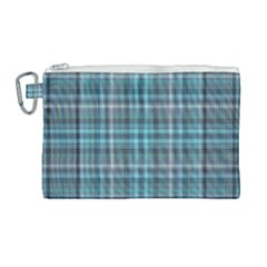 Teal Plaid Canvas Cosmetic Bag (large) by snowwhitegirl