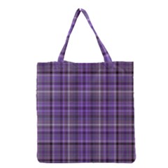 Purple  Plaid Grocery Tote Bag