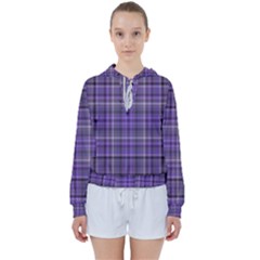 Purple  Plaid Women s Tie Up Sweat