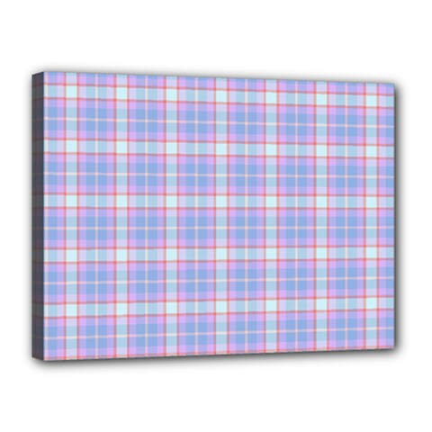Pink Blue Plaid Canvas 16  X 12 